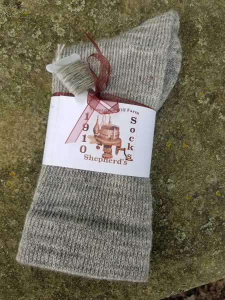 1910 Shepherd Gotland Wool Socks in Natural Silver -Men's size 8-10 picture