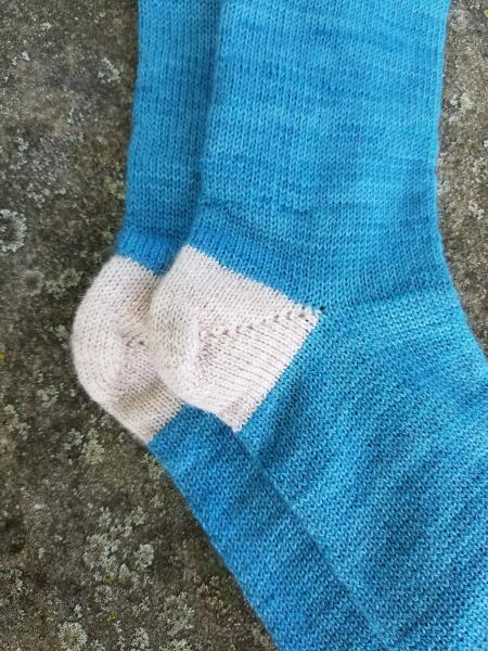 1910 Shepherd Work Socks-Hand Dyed Cancun Teal, Natural Fawn Heels/Toes, --Women's size 9-11 picture