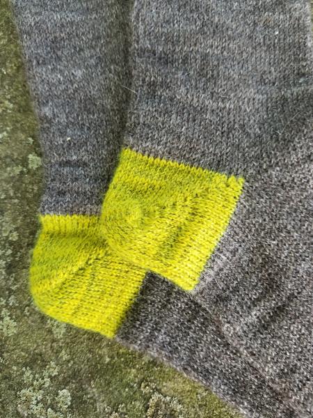 1910 Shepherd Work Socks-Natural Silver Gray, Northern Lights Accent Cuffs/Heels--Men's size 9-11 picture