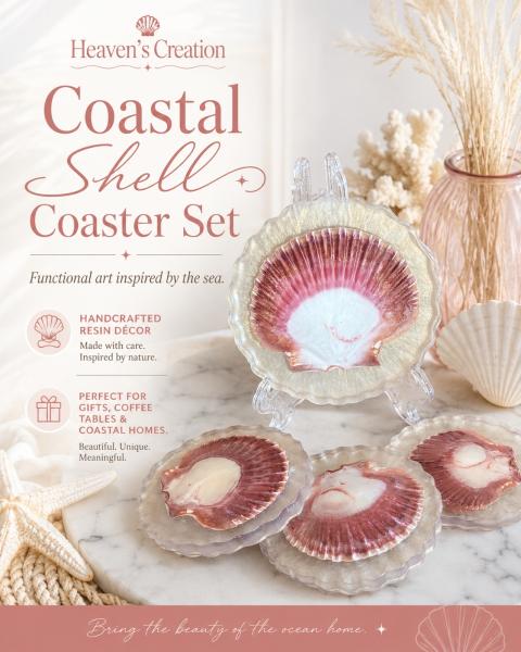 Coastal Shell Coaster Set of 4