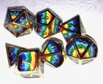 Rainbow Striped Hand Painted Metal Dice Set