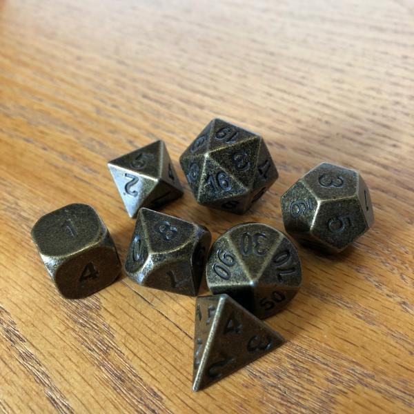 Antique Brass Metal Dice Set