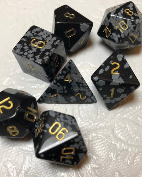 Snowflake Obsidian Gemstone Dice Set picture