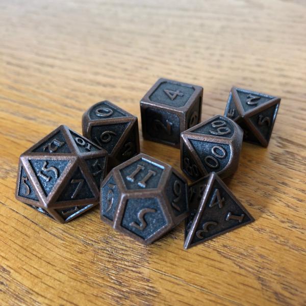 Copper with Raised Edges Metal Dice Set