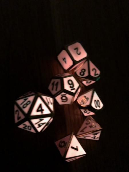 Red Glow-In-The-Dark Metal Dice Set picture