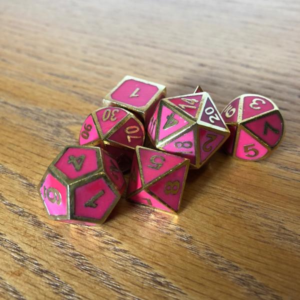 Red Glow-In-The-Dark Metal Dice Set picture