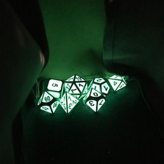 Green Glow-In-The-Dark Metal Dice Set picture