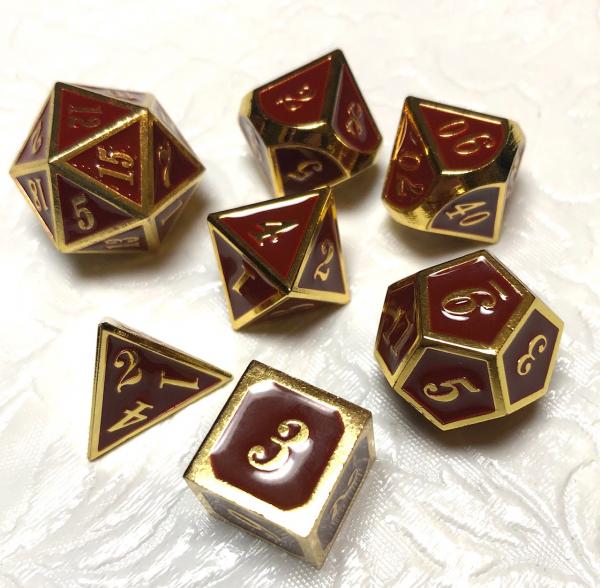 Brick Red Dice Set (with Gold Lettering) picture