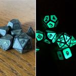 Green Glow-In-The-Dark Metal Dice Set