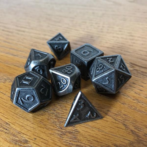 Nickel with Raised Edges Metal Dice Set