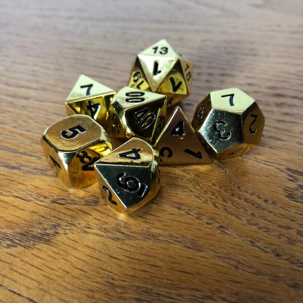 Shiny Gold Metal Dice Set