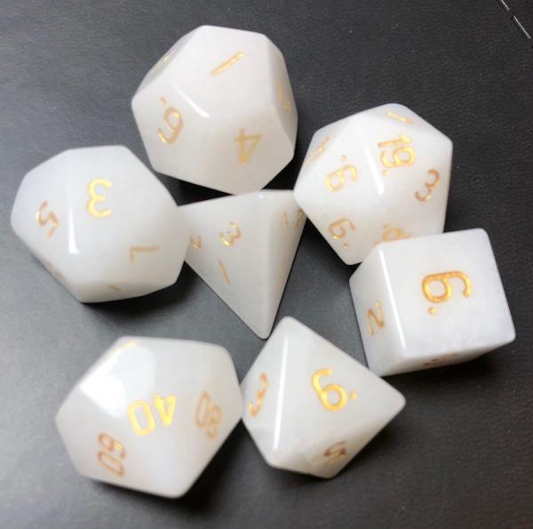 White Jade Gemstone Dice Set picture