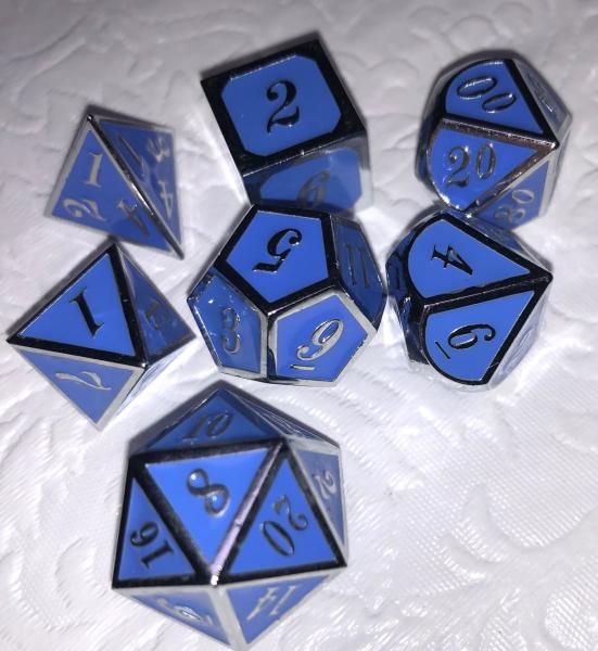Purple/blue Dice Set (with Silver Lettering)