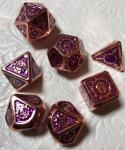 Purple with Copper Lettering Gears Metal Dice