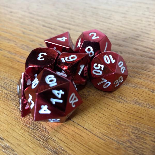 Red Metal Dice Set