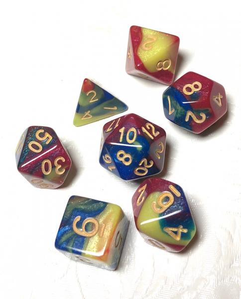 Rainbow Marbled Resin Dice picture