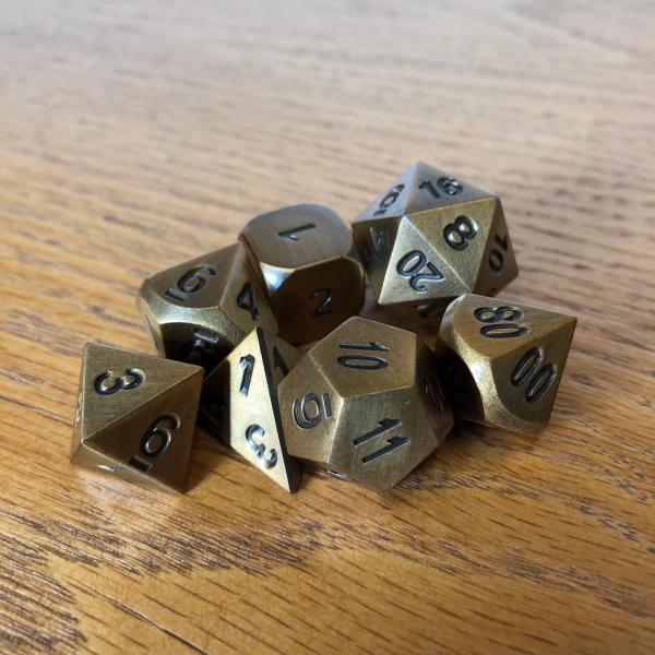 Antique Gold Metal Dice Set