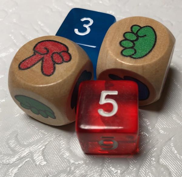 Wooden Rock Paper Scissors Dice Pair picture