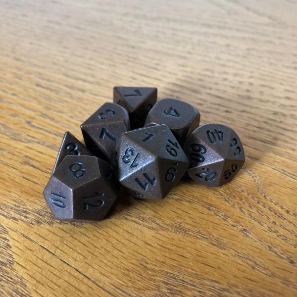 Antique Copper Metal Dice Set