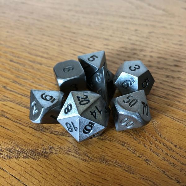 Antique Silver Metal Dice Set