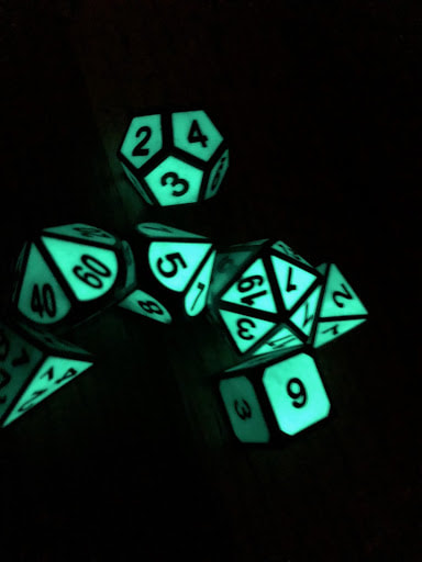 Green Glow-In-The-Dark Metal Dice Set picture