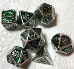 Green with Silver Lettering Gear Metal Dice