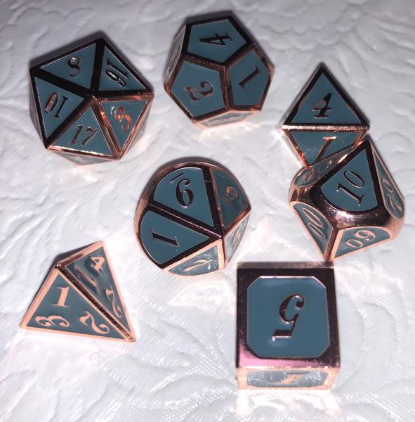 Gray Dice Set (with Rose Gold Lettering)