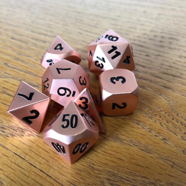 Rose Gold Metal Dice Set