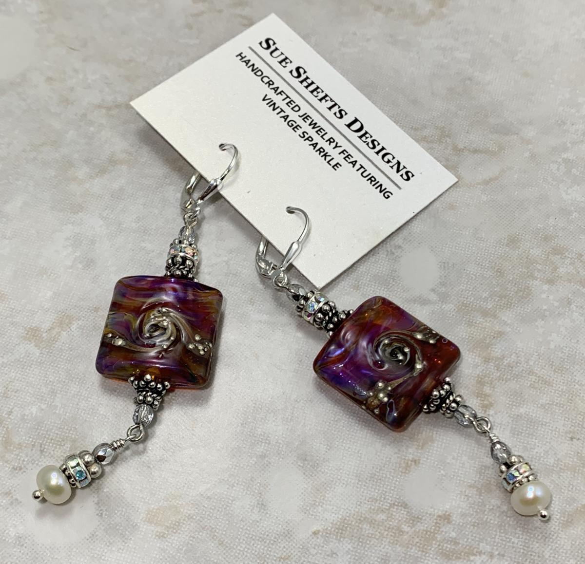 Earrings :: Swirled Pinks Gorgeous Artisan Glass Earrings picture