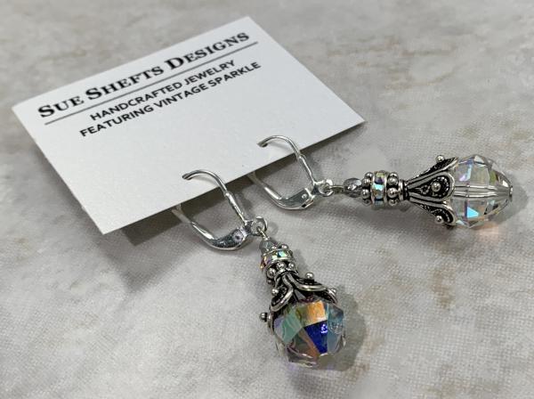 Earrings :: Filigree Sterling Silver and Aurora Borealis