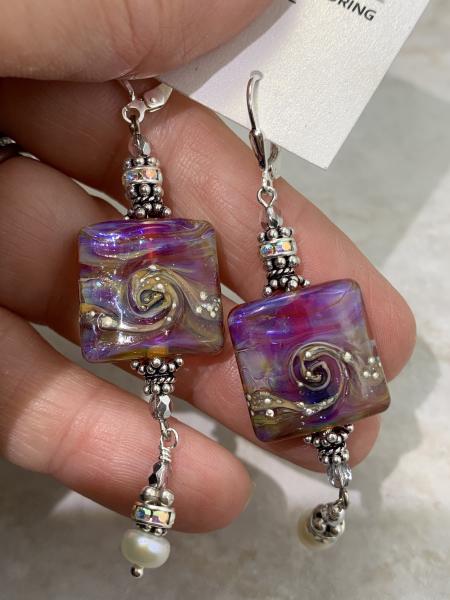 Earrings :: Swirled Pinks Gorgeous Artisan Glass Earrings picture