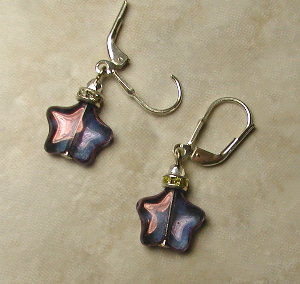 Earrings :: Petite Purple Glass Stars
