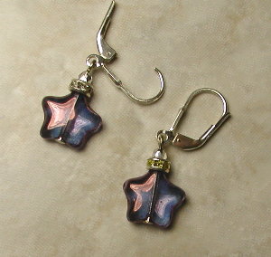 Earrings :: Petite Purple Glass Stars picture