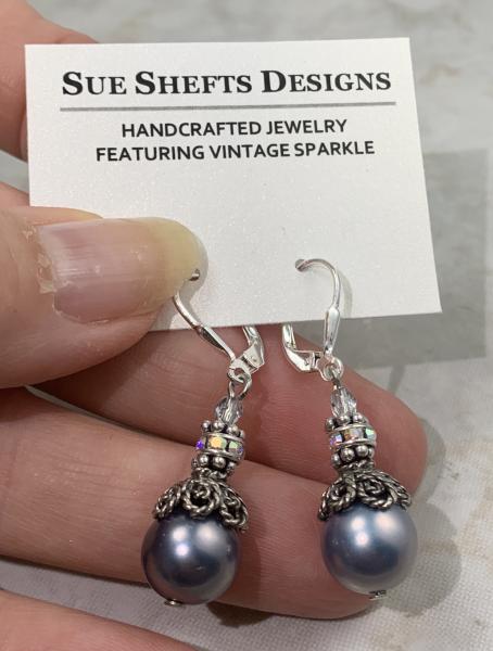 Earrings :: Delicate Filigree Sterling & Faux Pearl picture