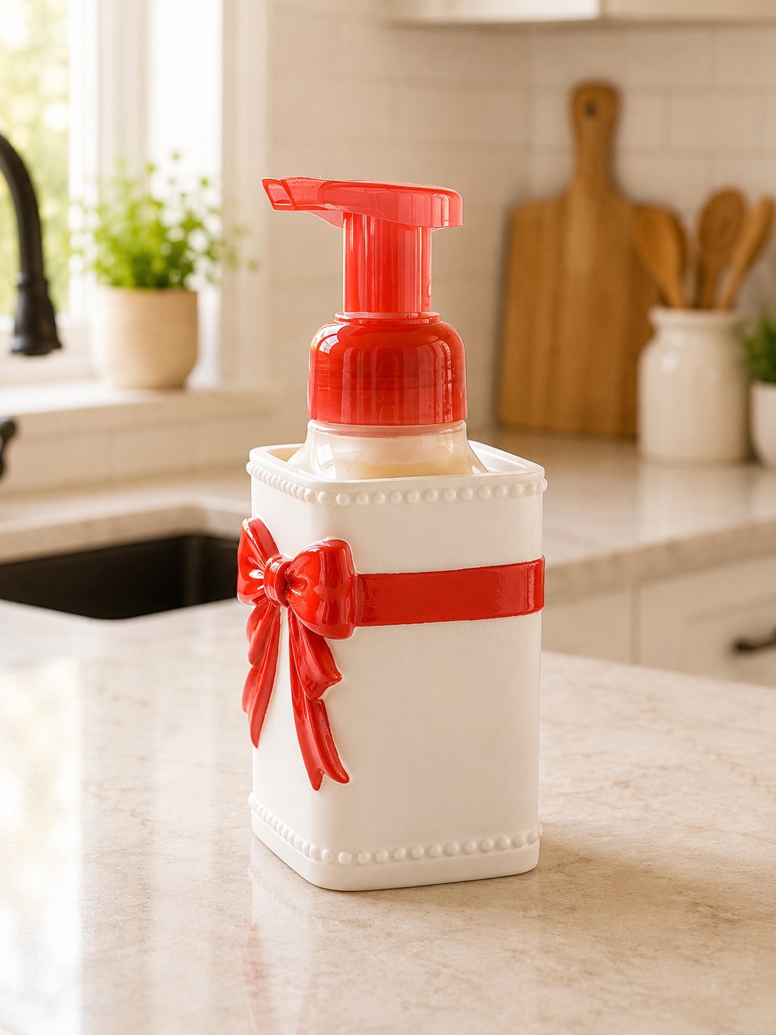 Bow Soap Dispenser Holder | Decorative Kitchen & Bathroom Soap Bottle Sleeve picture