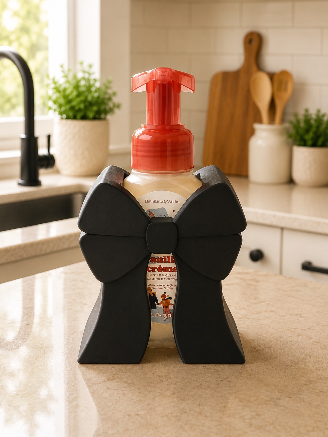 Coquette Bow Foaming Hand Soap Holder | Decorative Kitchen & Bathroom Soap Dispenser Sleeve picture