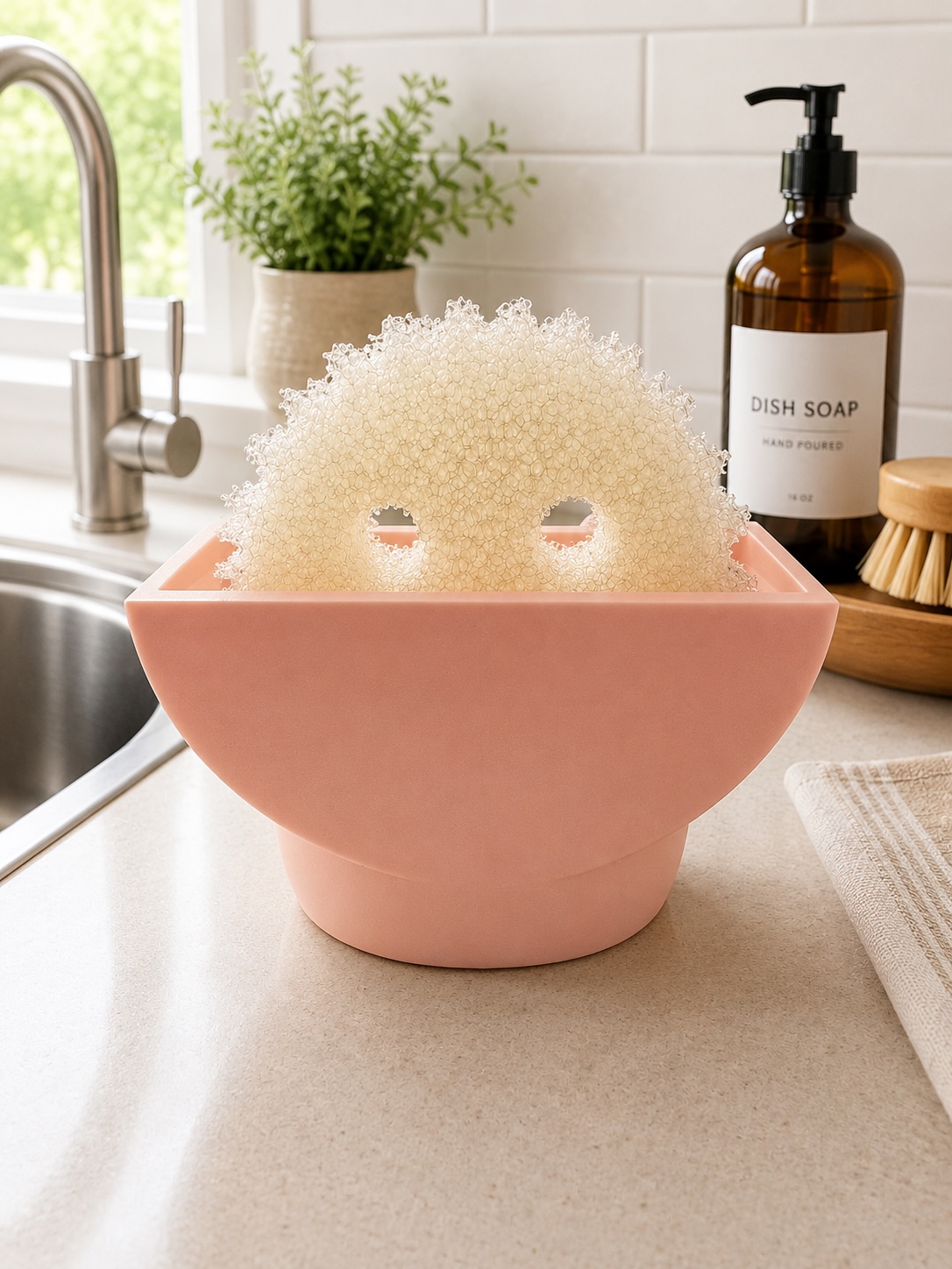 Cute Pink Pig Sponge Holder | Kitchen Sink Sponge Caddy & Organizer picture