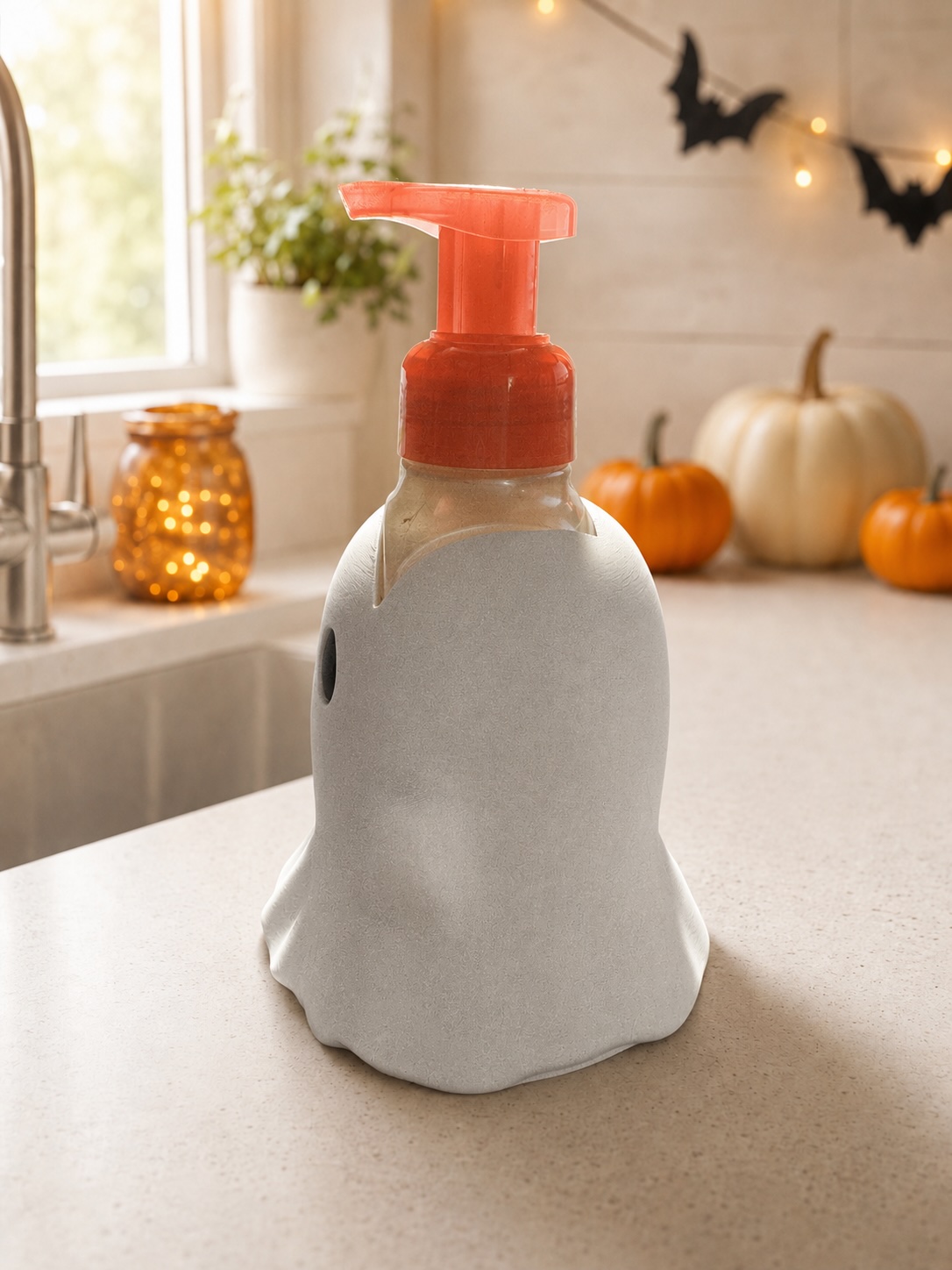 Halloween Ghost Soap Dispenser with Pumpkin | Foaming Soap Holder picture