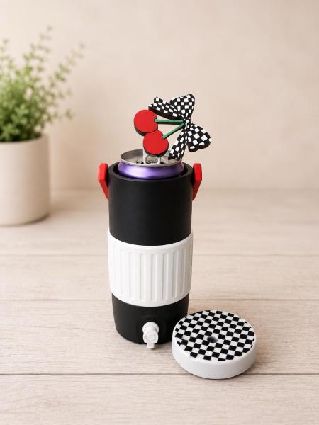 Black and White Checked/Red Handle Cherry Can Opener Bundle