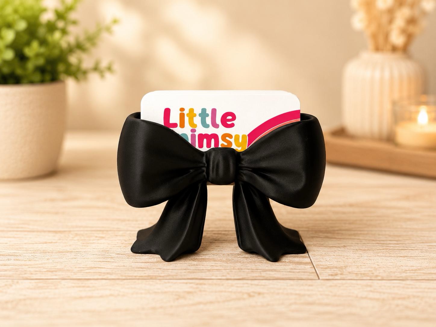 Bow Business Card Holder | Cute Desk Organizer & Business Card Display picture