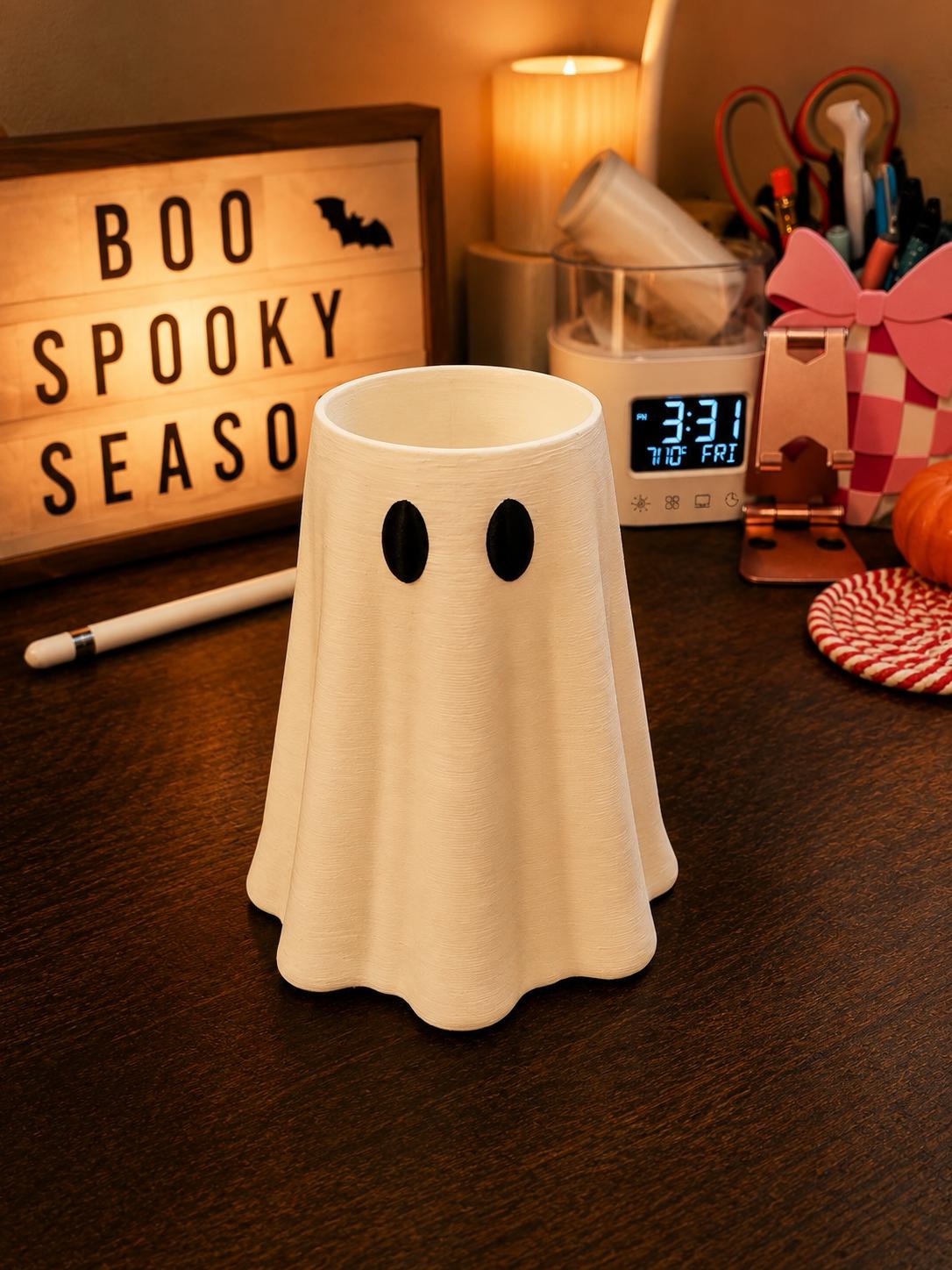 Ghost Skinny Can Cooler with Matching Ghost Nail Saver | 12 oz Slim Can Holder picture
