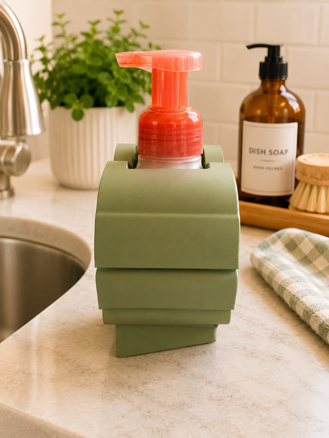 Monstera Leaf Design Soap Dispenser Holder for Kitchen Countertop Decorative Accessory picture