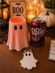 Pink Ghost Standard Can Cooler with Matching Ghost Nail Saver | 12 oz Slim Can Holder