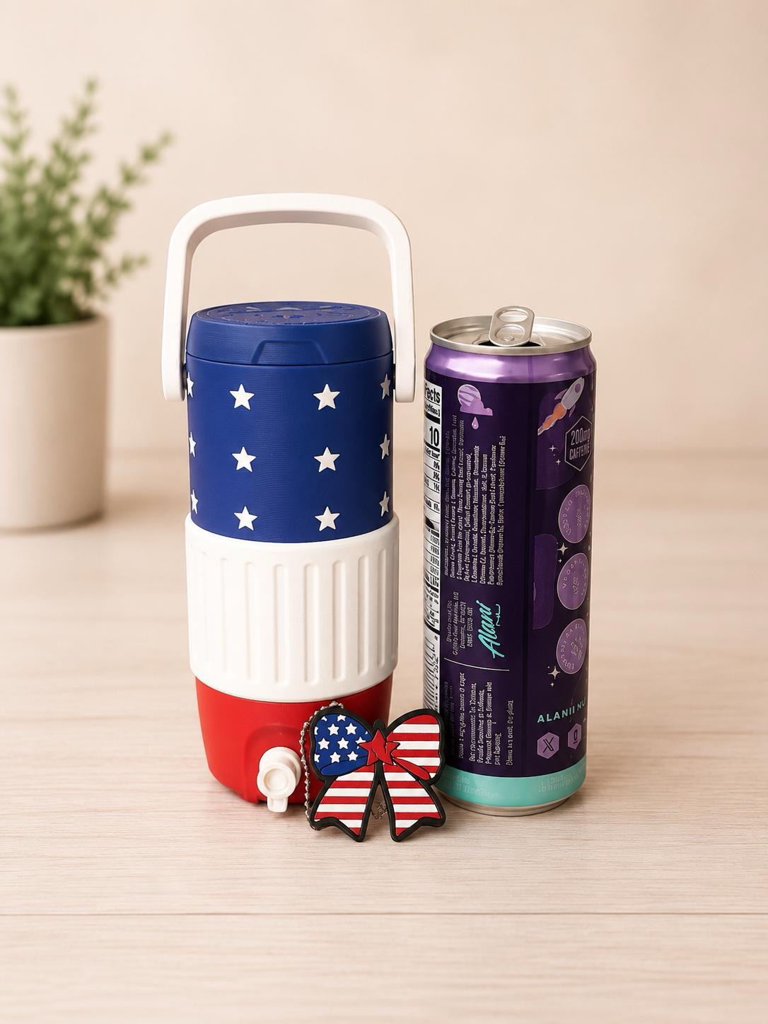 Patriotic Standard Can Cooler + Bow Nail Saver Set picture