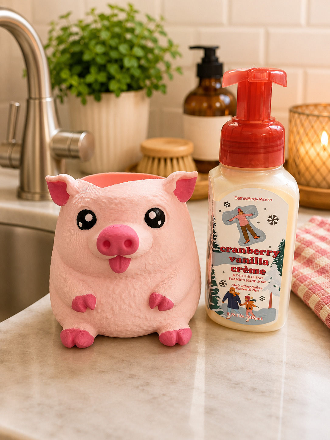 Cute Pig Foaming Soap Holder | Kitchen Sink Soap Dispenser Cover | Farmhouse Decor picture