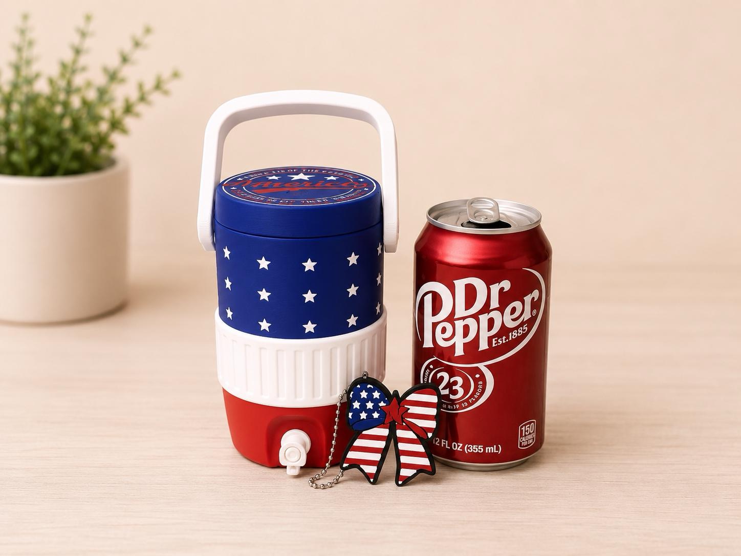 Patriotic Standard Can Cooler + Bow Nail Saver Set picture