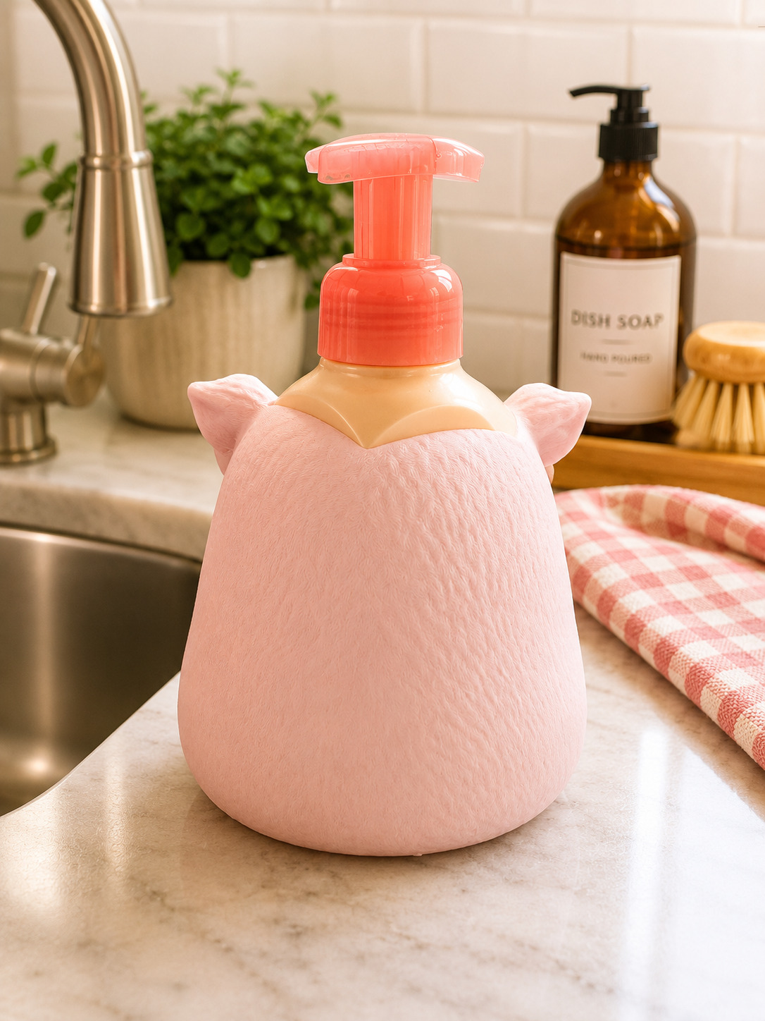 Cute Pig Foaming Soap Holder | Kitchen Sink Soap Dispenser Cover | Farmhouse Decor picture