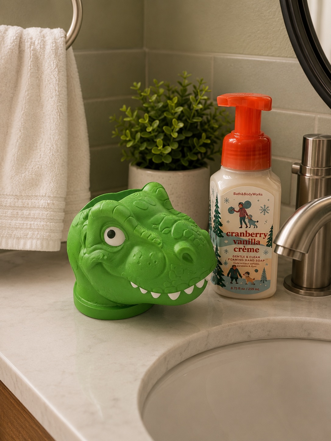 Dinosaur Soap Holder for Bath & Body Works Foaming Soap | Cute T-Rex Bathroom Decor | 3D Printed Holder picture