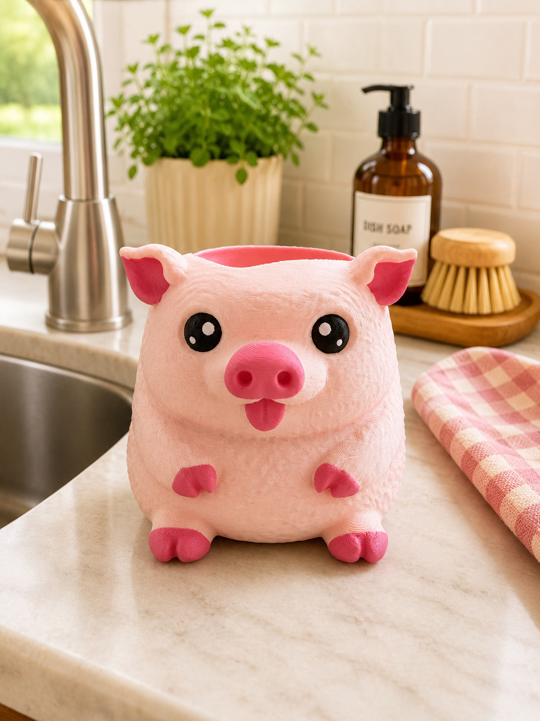 Cute Pig Foaming Soap Holder | Kitchen Sink Soap Dispenser Cover | Farmhouse Decor picture