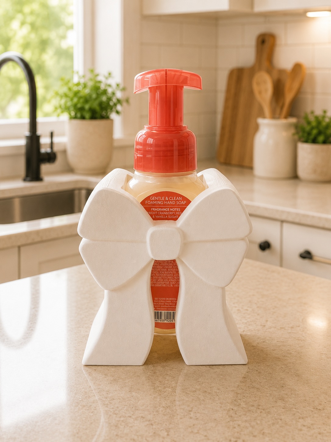 Coquette Bow Foaming Hand Soap Holder | Decorative Kitchen & Bathroom Soap Dispenser Sleeve picture